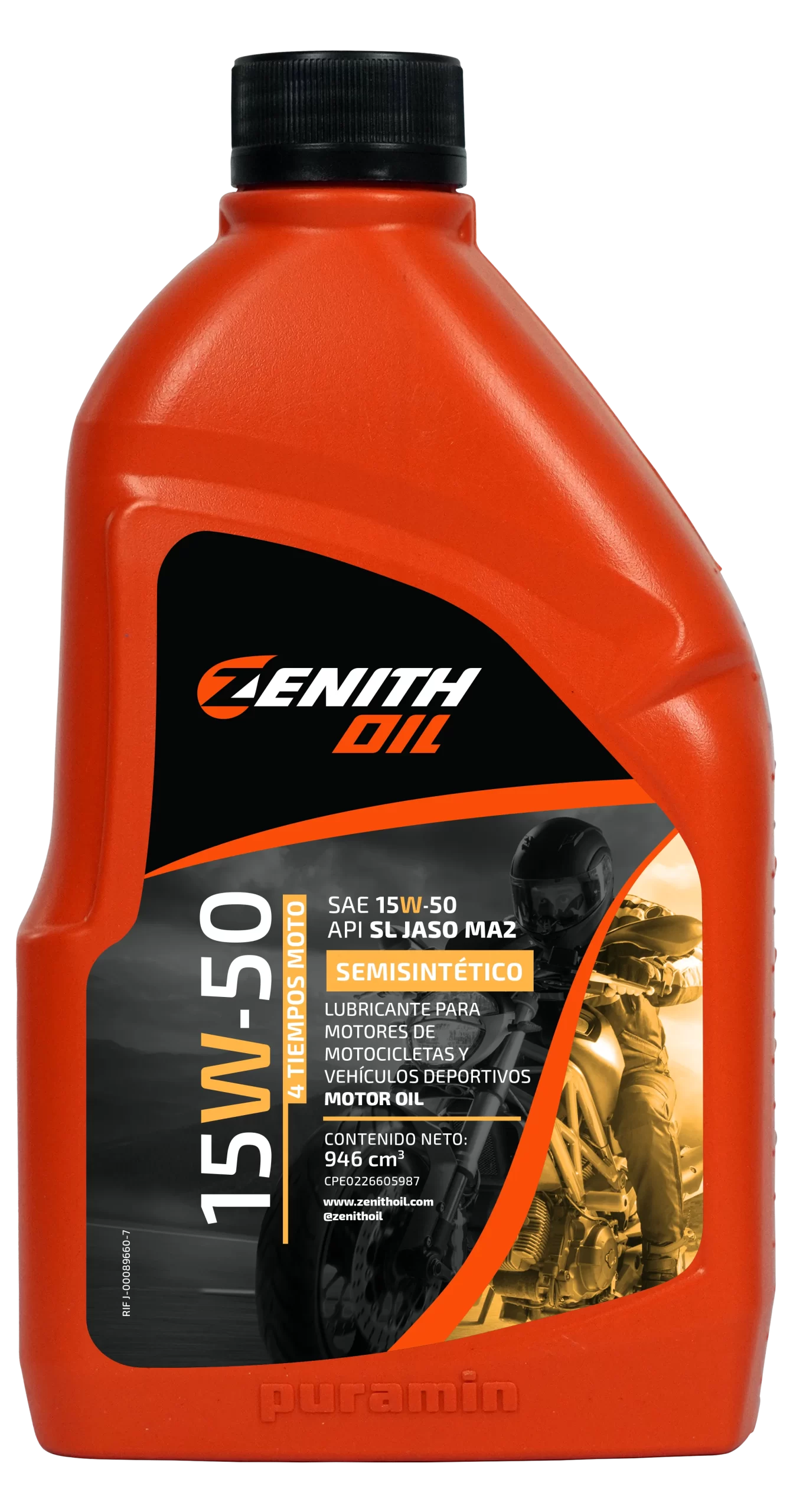ENVASE - ZENITH - 4 TIEMPOS MOTO 15W50 - ANVERSO